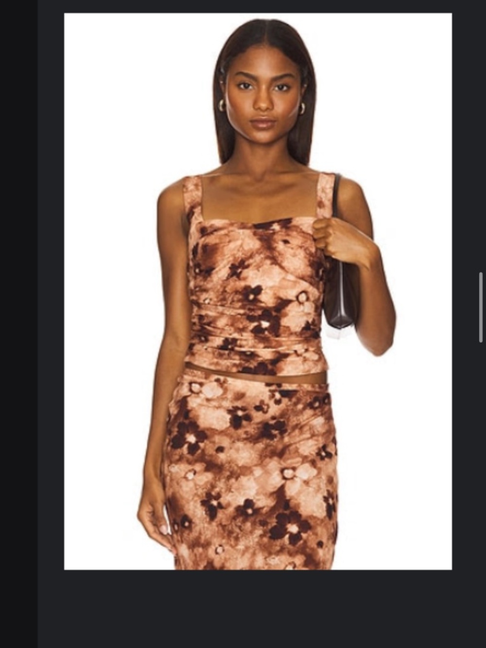 Tie-Dye Brown Floral Midi Skirt - Women's